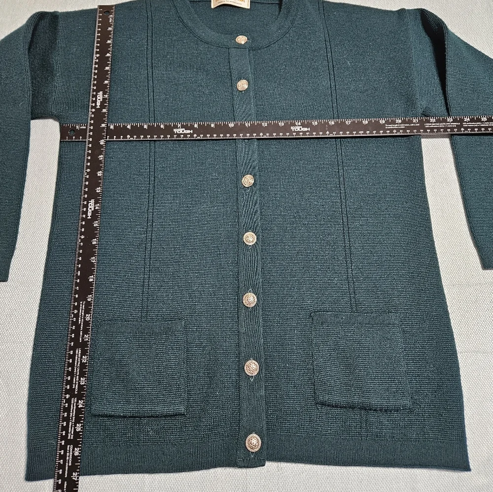 James Pringle Weavers British Isles Womens Wool Cardigan Sweater Knit Green M - Picture 14 of 15